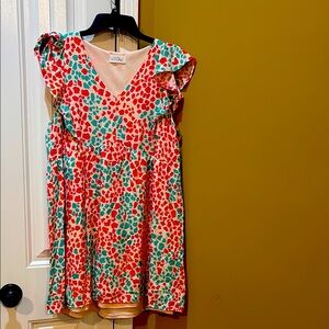 STYLISH LADIES DRESS WITH PINK & GREEN PATTERN